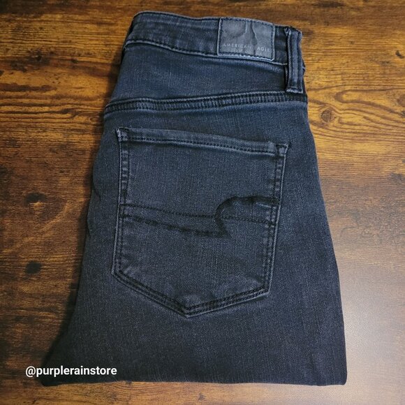 American Eagle Jeans 6 S Next Level Stretch Jegging Super Hi Rise Black Wash - Picture 3 of 12